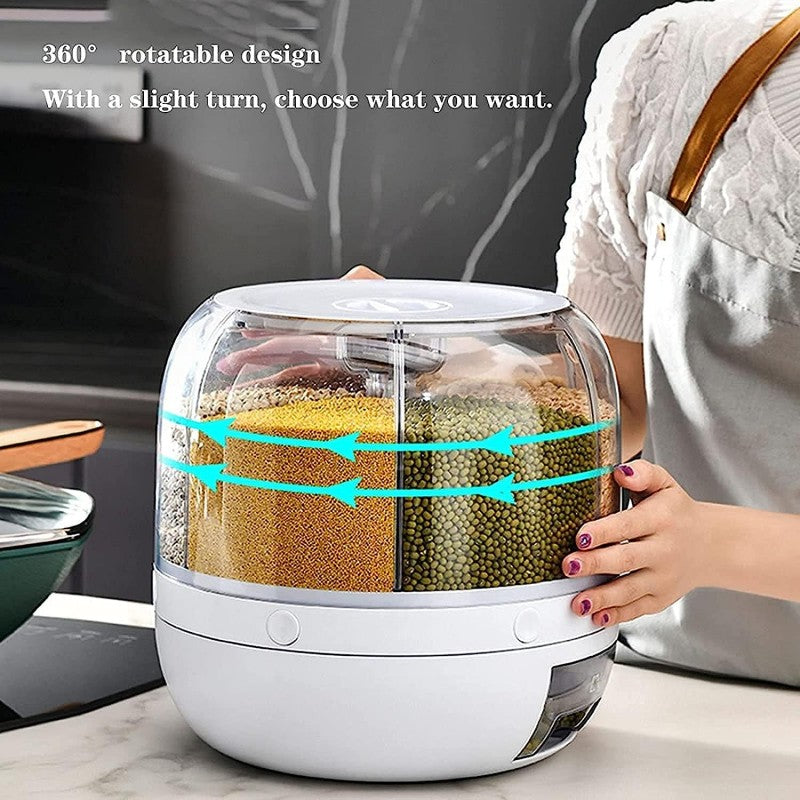 360° Rotating Dry Food Dispenser, Grain Dispenser for Rice Storage Kitchen