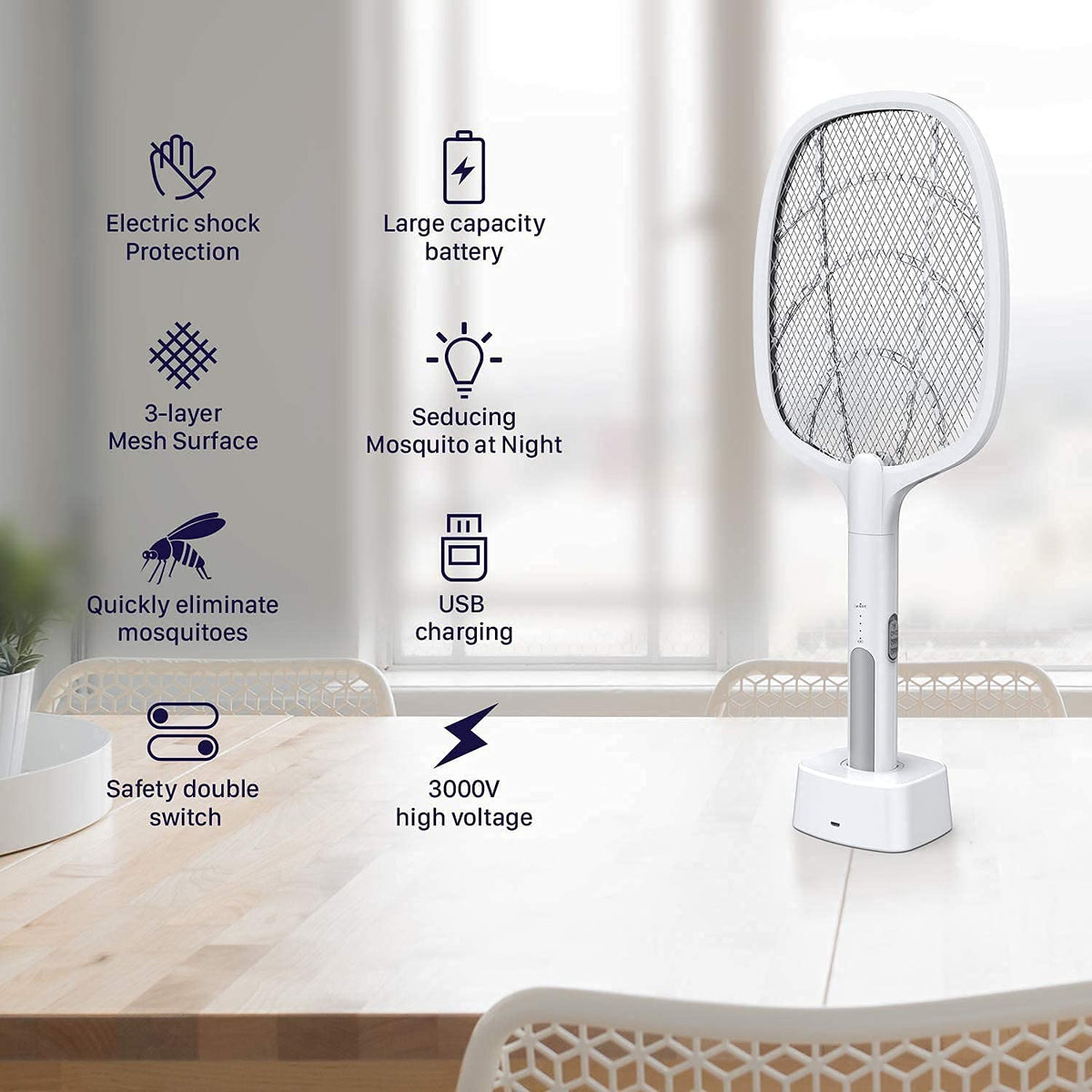 Emirate Traders™ GECKO 2 in 1 Mosquitoes Racket Must have gadget for keeping yourself and Family from Dengue