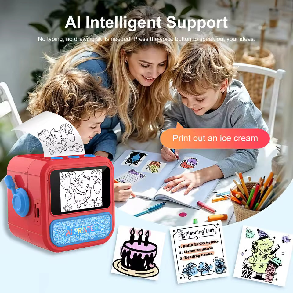 AI Instant Voice Function, Mini Portable Thermal Smart AI Printing