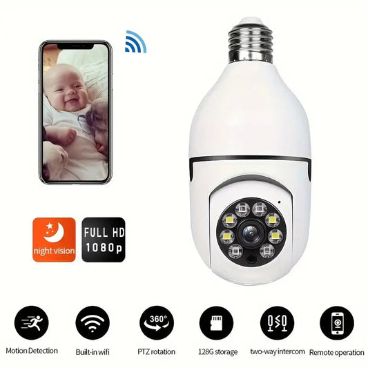 Get Parcel™ Wireless Bulb Security Camera 360°Rotational View