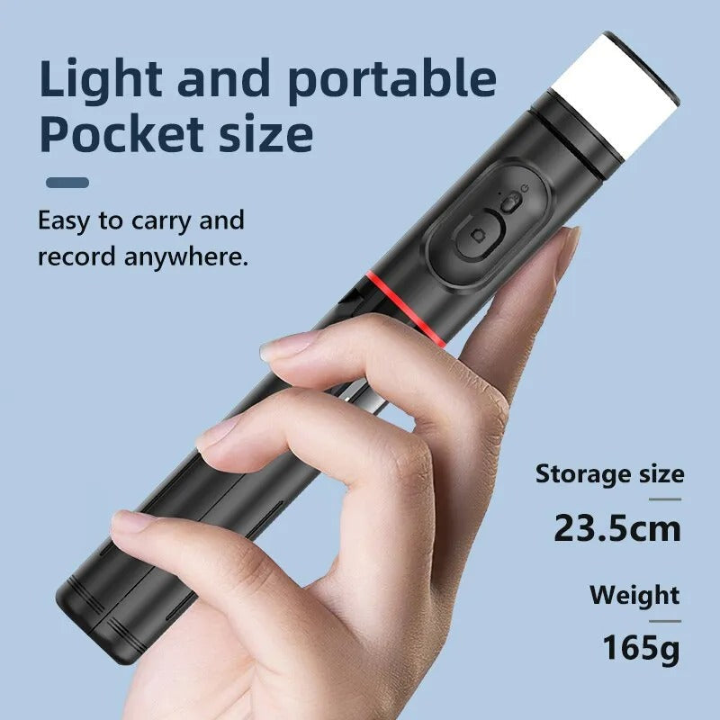 Selfie Stick Tripod with Fill Light Portable Wireless Bluetooth Telescopic for Huawei iPhone 13 14 Android Xiaomi