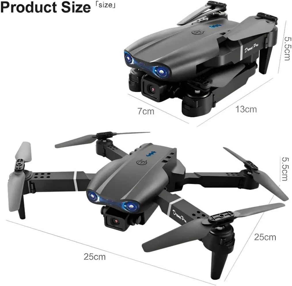 طائرة E99 Pro قابلة للطي بدون طيار مزودة بكاميرتين بدقة 4K HD للبالغين والمراهقين من عمر 14 عامًا فما فوق - بث فيديو مباشر بتقنية FPV، مقاومة للرياح، 3 أوضاع سرعة، تشغيل بمفتاح واحد، دوران 360 درجة، بطاريتان، حقيبة حمل