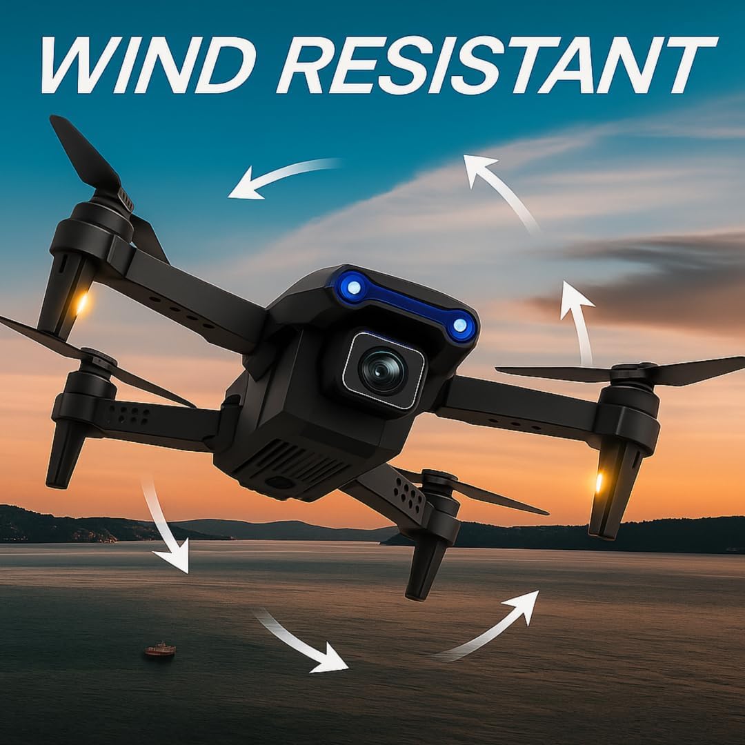 طائرة E99 Pro قابلة للطي بدون طيار مزودة بكاميرتين بدقة 4K HD للبالغين والمراهقين من عمر 14 عامًا فما فوق - بث فيديو مباشر بتقنية FPV، مقاومة للرياح، 3 أوضاع سرعة، تشغيل بمفتاح واحد، دوران 360 درجة، بطاريتان، حقيبة حمل